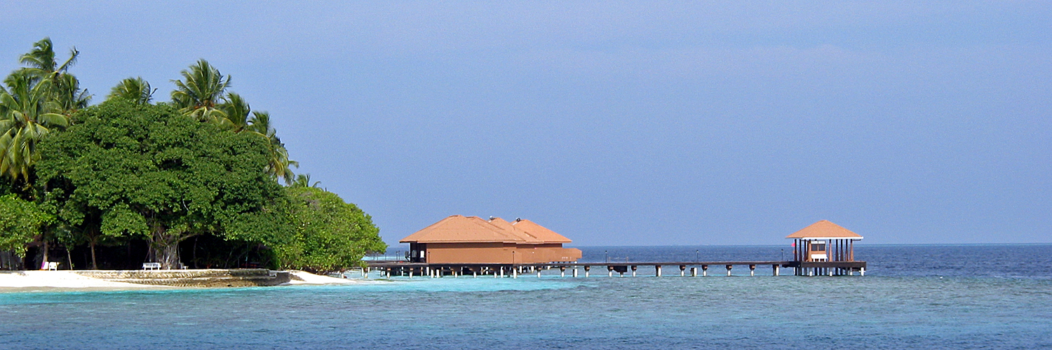 Photo panoramique des bungalows sur pilotis