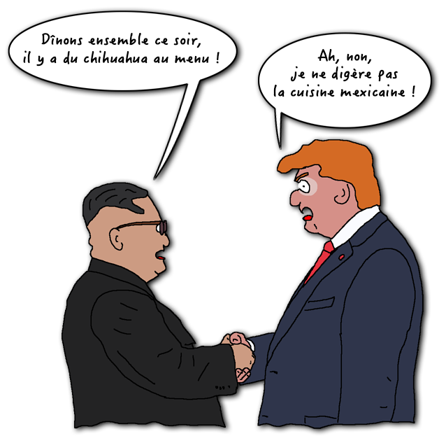 Dessin dîner Trump - Kim