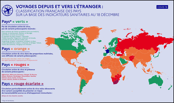 Carte des restrictions de voyage