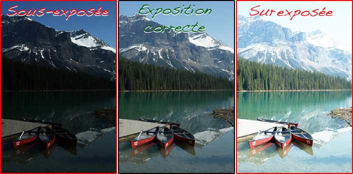 Exemples de sous-exposition ou sur-exposition
