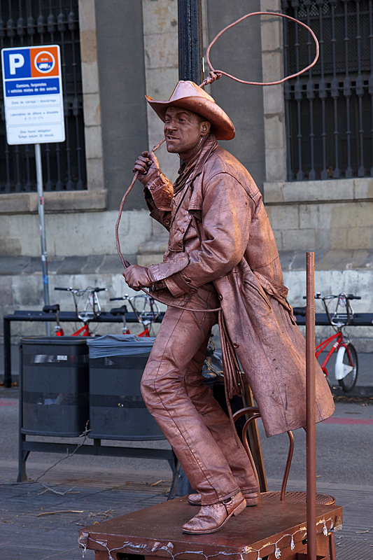 24h. à Barcelone - Statue vivante sur la Rambla